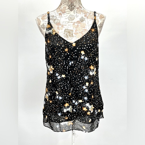 CABI Black and Amber floral V neck tank top size‎ S - Picture 1 of 13